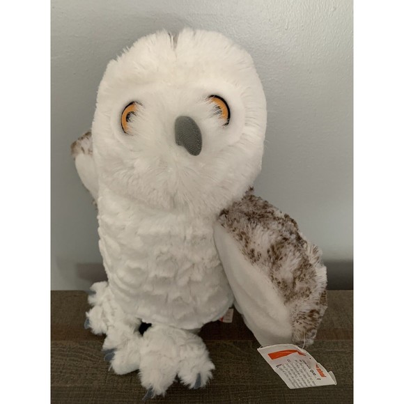Wild Republic Plush Snowy Owl 11” White Brown Soft Stuffed Animal Toy TAG - Picture 1 of 14